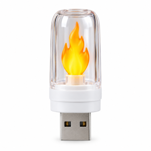 USB Flame Atmosphere Light | Realistic Flickering Flame LED Night Lamp